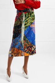 Rosie AssoulinBelted printed cotton-velvet midi skirt     - Net-a-Porter at Net A Porter